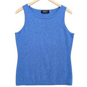 Magaschoni Cashmere Tank Top Sweater Womens Blue Knit Sleeveless Pullover Size M